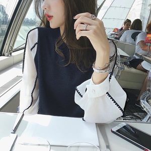 Sweater dress with embroidered balloon sleeves